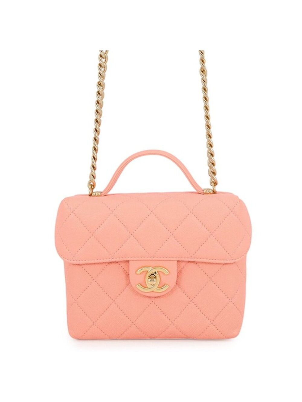 Chanel Chain Shoulder Bag Quilted CC Logo Small Vanity Caviar Leather 2-Way